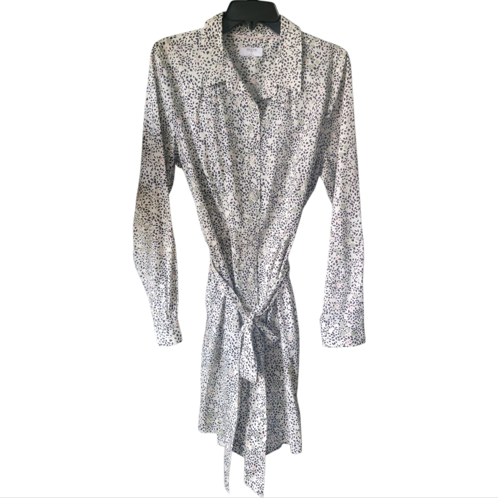 UNTUCKIT For Her/Phoebe Floral Print/ Wms Long Sleeve/Button Shirt Medi Dress/14 - Picture 2 of 10